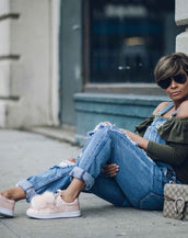 RUFFLED OFF THE SHOULDER OLIVE TOP