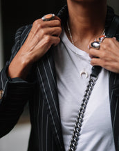 PINSTRIPE BLAZER WITH GOLD BUTTONS