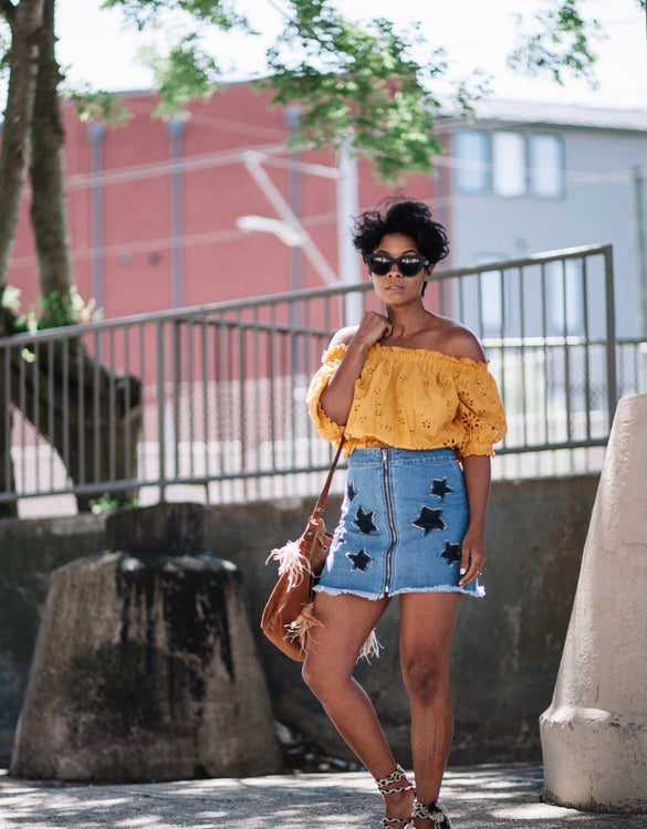 Denim Starred Skirt