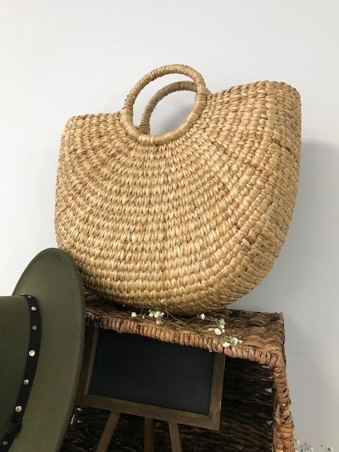 SEAGRASS BASKET BAGS TOP ZIPPED