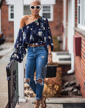 FLORAL OTS TOP