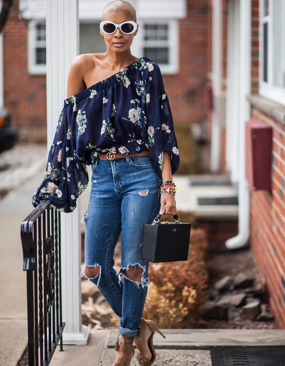 FLORAL OTS TOP