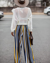 STRIPPED WIDE LEG PANTS