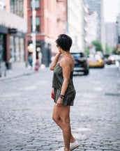 FOREST GREEN ROMPER WITH RUFFLE LAYER