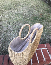 SEAGRASS BASKET BAGS TOP ZIPPED